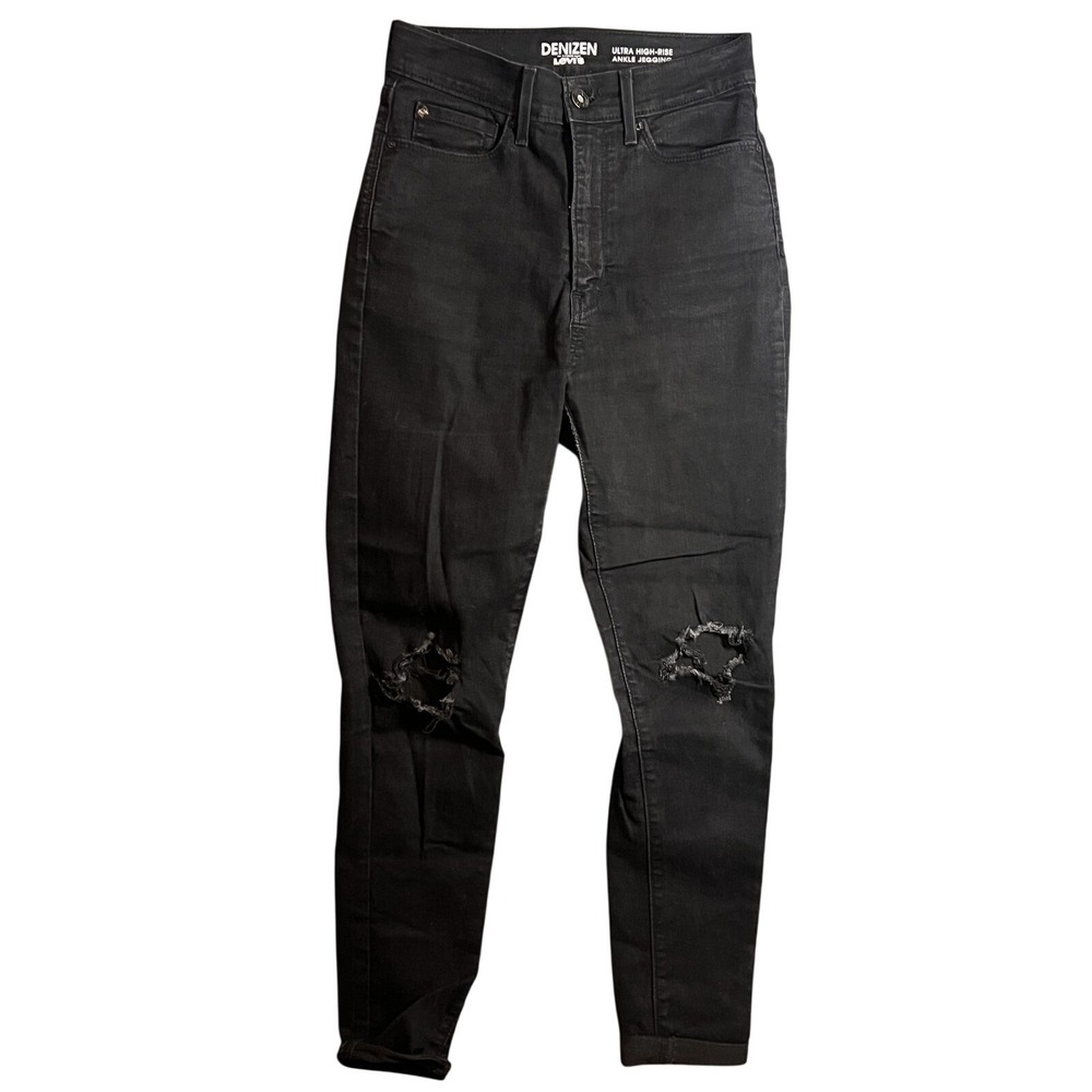 Denizen Levi's Ultra High-Rise Ankle Jegging Black Distressed Jeans Size 5 W27